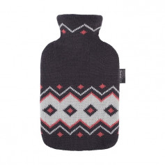 Fashy Wärmflasche 2l Strickbezug Norwegerdesign dunkelbraun Thermoplastik