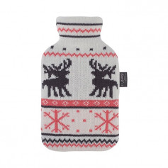 Fashy Wärmflasche 2l Strickbezug Norwegerdesign weiss Thermoplastik