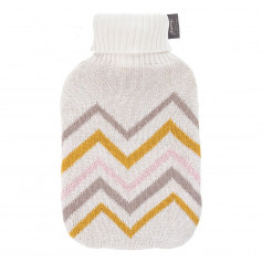 Fashy Wärmflasche 2l Strickbezug Baumwolle Zickzack beige